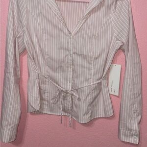 Women's Pink Striped Button Down Shirt